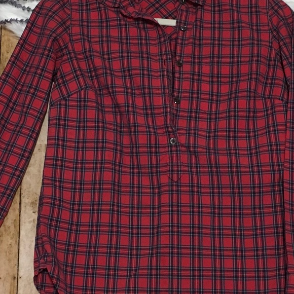 J. Crew Red Tartan Popover Long Sleeve - Picture 5 of 8